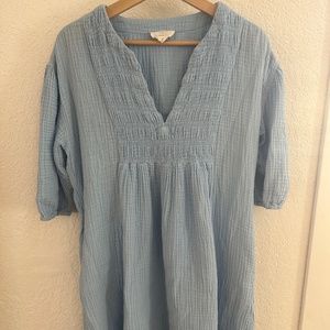 Baby Blue Cotton Gauze Knee length dress